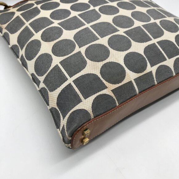 Kate Spade Gray Canvas Vintage Geometric Print Shoulder Bag - Picture 6 of 11